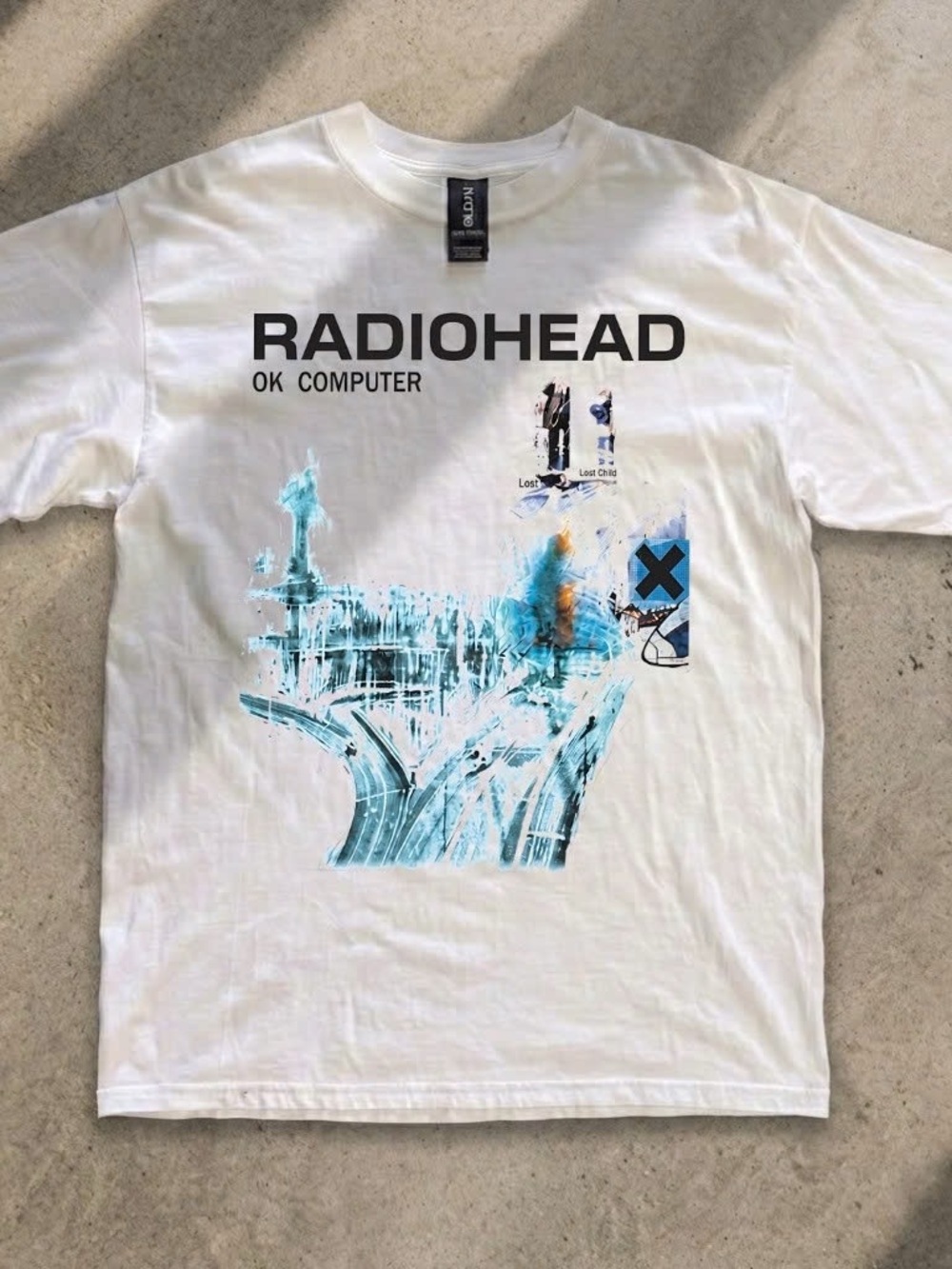 Gildan Radiohead OK Computer Tee - White with Blue Print